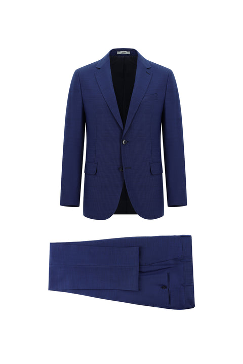 Orta Lacivert 6 Drop Regular Fit Standart Kesim Yünlü Takım Elbise