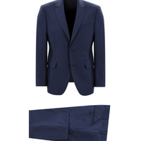 Orta Lacivert 7 Drop Slim Fit Dar Kesim Yünlü Takım Elbise