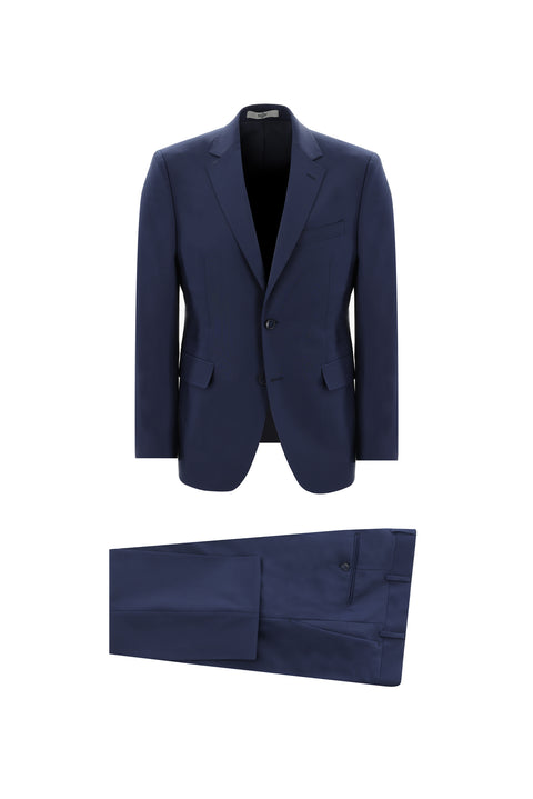 Orta Lacivert 7 Drop Slim Fit Dar Kesim Yünlü Takım Elbise