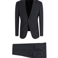 Koyu Füme Slim Fit Dar Kesim Yünlü Klasik Takım Elbise