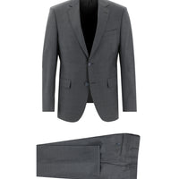 Orta Füme Slim Fit Dar Kesim Yünlü Klasik Takım Elbise