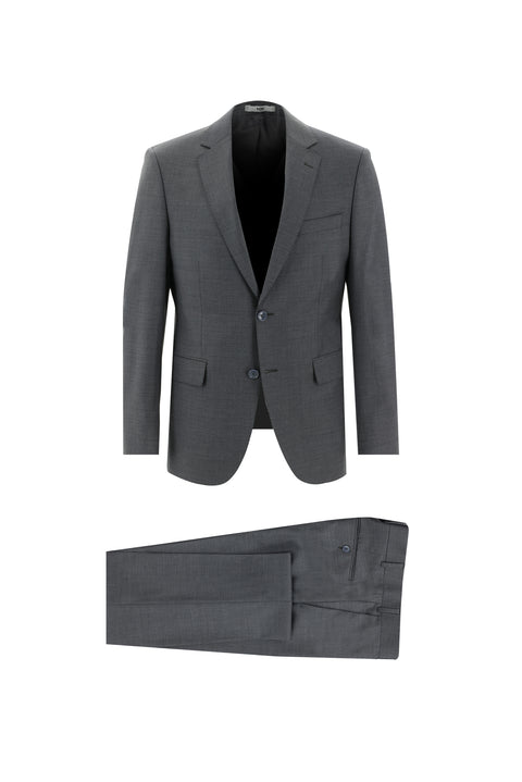 Medium Gray 7 Drop Slim Fit Narrow Cut Wool Suit