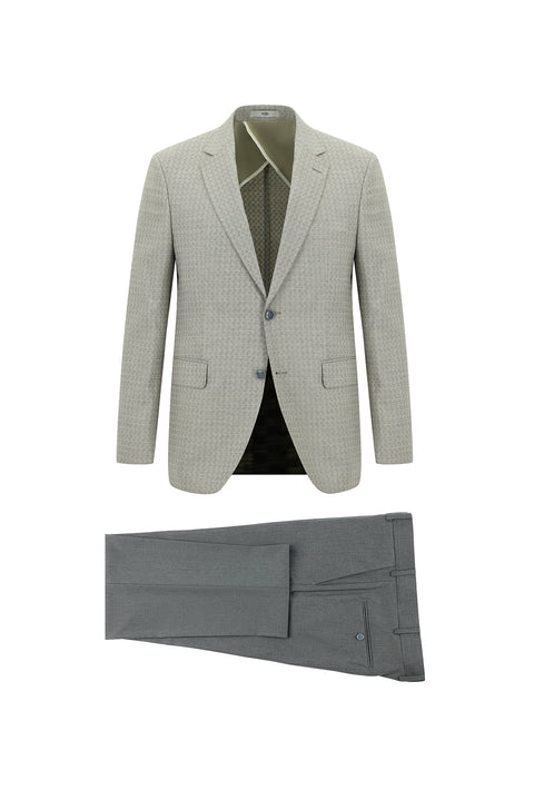 Açık Gri 7 Drop Slim Fit Dar Kesim Kombinli Takım Elbise