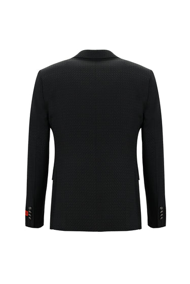  Siyah Slim Fit Dar Kesim Mono Yaka Yelekli Smokin & Damatlık