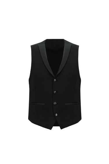  Siyah Slim Fit Dar Kesim Mono Yaka Yelekli Smokin & Damatlık