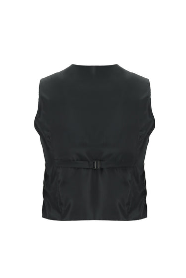 Siyah Slim Fit Dar Kesim Mono Yaka Yelekli Smokin & Damatlık