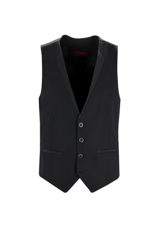  Siyah Slim Fit Dar Kesim Mono Yaka Yelekli Smokin & Damatlık