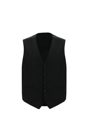  Siyah 7 Drop Slim Fit Dar Kesim Mono Yaka Yelekli Smokin & Damatlık
