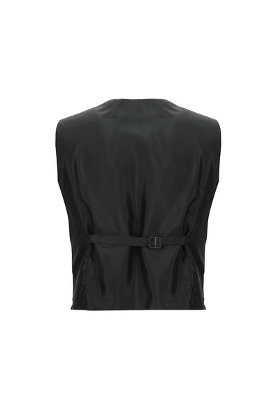 Siyah Slim Fit Dar Kesim Mono Yaka Yelekli Smokin & Damatlık