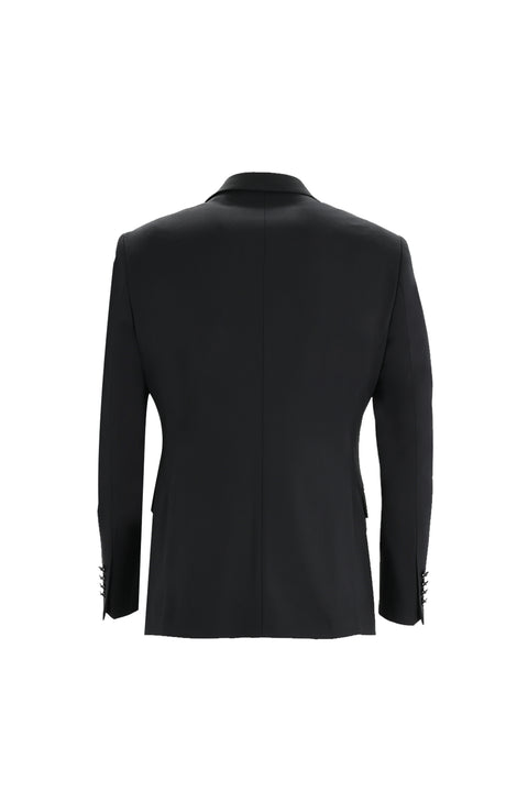 Siyah 7 Drop Slim Fit Dar Kesim Mono Yaka Yelekli Smokin & Damatlık