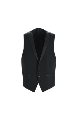  Siyah 7 Drop Slim Fit Dar Kesim Mono Yaka Yelekli Smokin & Damatlık