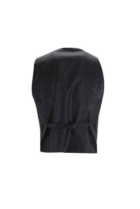 Siyah 7 Drop Slim Fit Dar Kesim Mono Yaka Yelekli Smokin & Damatlık