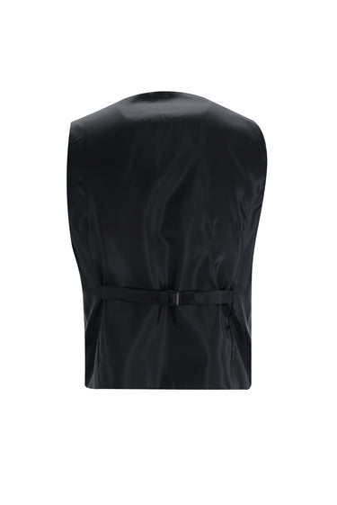 Siyah Slim Fit Dar Kesim Mono Yaka Yelekli Smokin & Damatlık