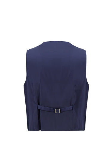 Koyu Lacivert Slim Fit Dar Kesim Sivri Yaka Yelekli Smokin & Damatlık