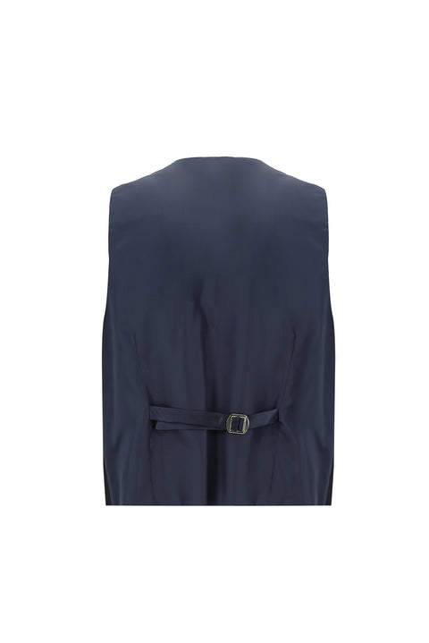 Koyu Lacivert 7 Drop Slim Fit Dar Kesim Şal Yaka Yelekli Smokin & Damatlık