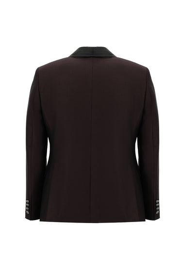  Koyu Bordo Slim Fit Dar Kesim Şal Yaka Yelekli Smokin & Damatlık