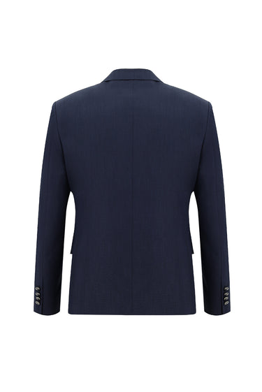  Orta Lacivert Slim Fit Dar Kesim Mono Yaka Yelekli Smokin & Damatlık