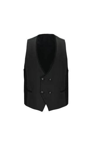  Siyah 7 Drop Slim Fit Dar Kesim Şal Yaka Yelekli Smokin & Damatlık