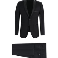 Siyah Slim Fit Dar Kesim Şal Yaka Smokin & Damatlık