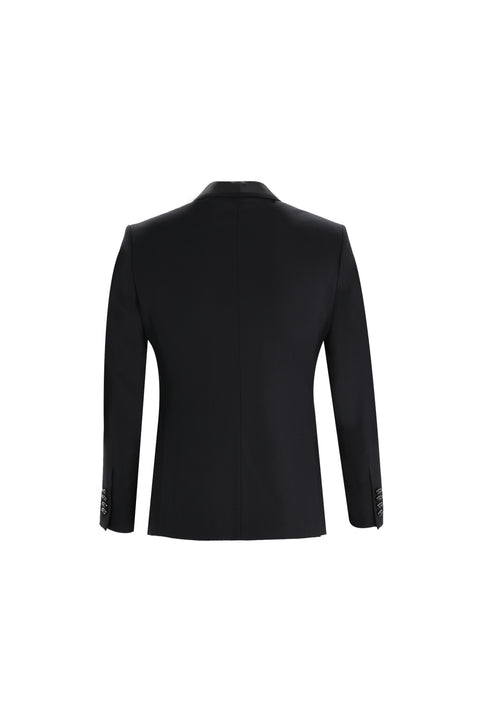 Siyah 7 Drop Slim Fit Dar Kesim Şal Yaka Smokin & Damatlık