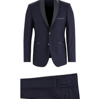 Koyu Lacivert Slim Fit Dar Kesim Şal Yaka Smokin & Damatlık