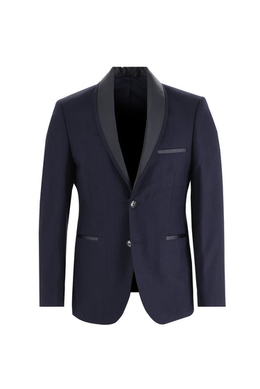 Koyu Lacivert Slim Fit Dar Kesim Şal Yaka Smokin & Damatlık