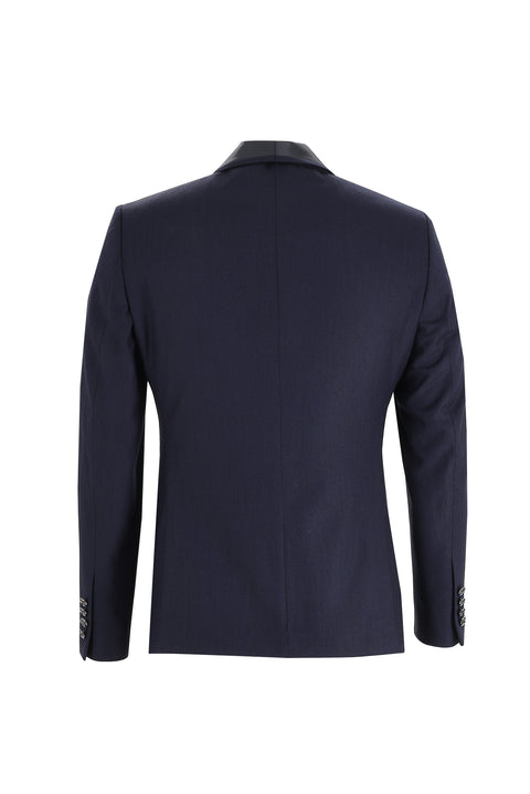 Koyu Lacivert 7 Drop Slim Fit Dar Kesim Şal Yaka Smokin & Damatlık