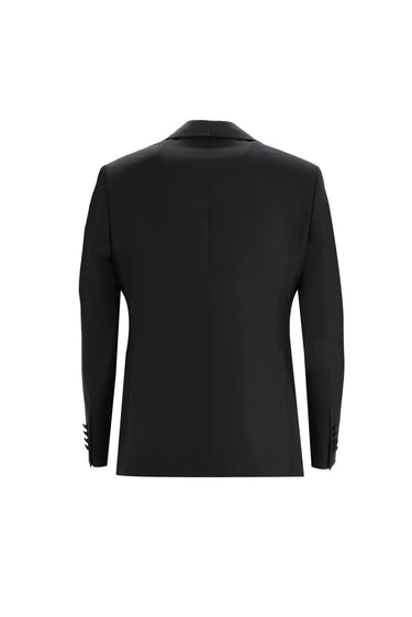  Siyah Slim Fit Dar Kesim Şal Yaka Yelekli Smokin & Damatlık