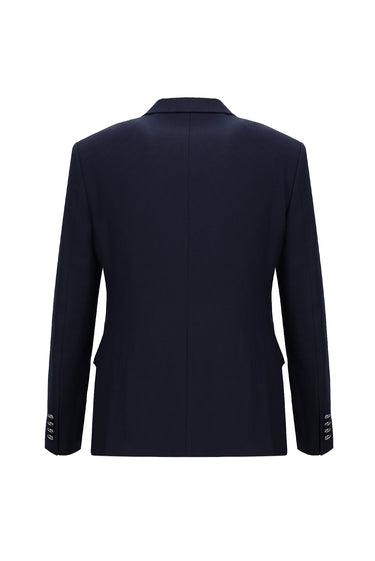  Orta Lacivert Slim Fit Dar Kesim Mono Yaka Yelekli Smokin & Damatlık