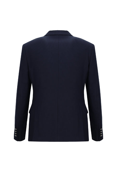 Orta Lacivert 7 Drop Slim Fit Dar Kesim Mono Yaka Yelekli Smokin & Damatlık