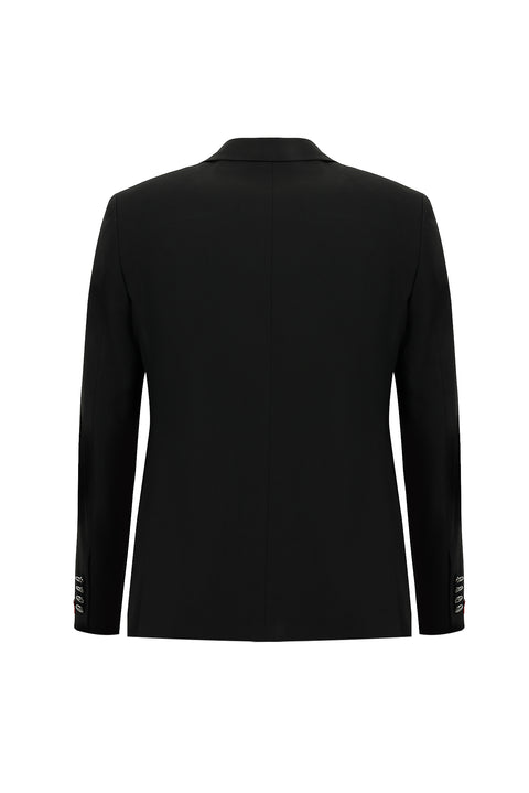 Siyah 7 Drop Slim Fit Dar Kesim Mono Yaka Yelekli Smokin & Damatlık