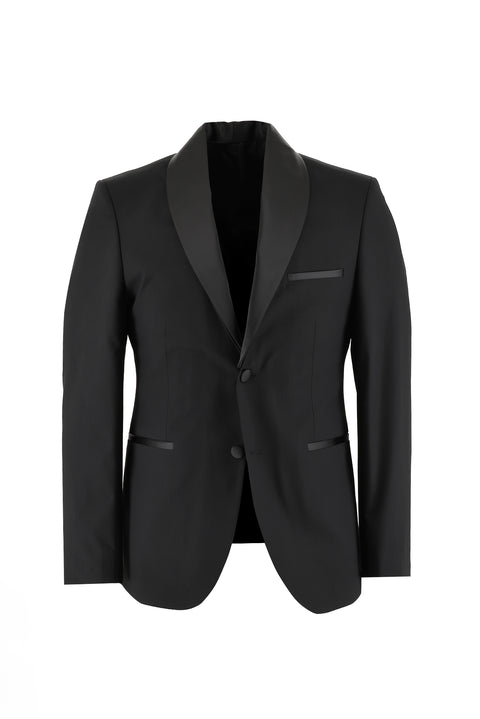 Black 7 Drop Slim Fit Narrow Cut Shawl Collar Tuxedo & Groom Suit