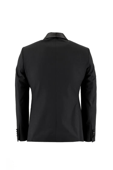  Siyah Slim Fit Dar Kesim Şal Yaka Smokin & Damatlık