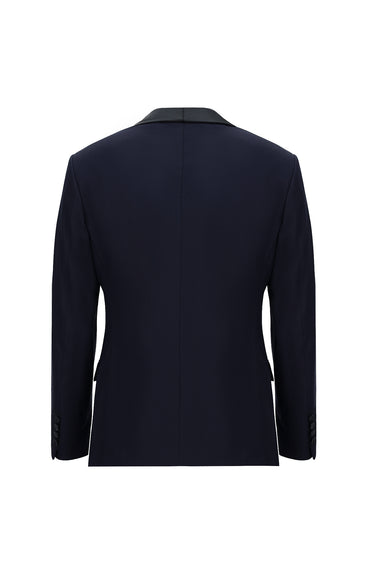  Koyu Lacivert Slim Fit Dar Kesim Şal Yaka Smokin & Damatlık