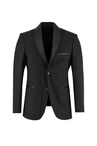  Siyah 7 Drop Slim Fit Dar Kesim Şal Yaka Smokin & Damatlık