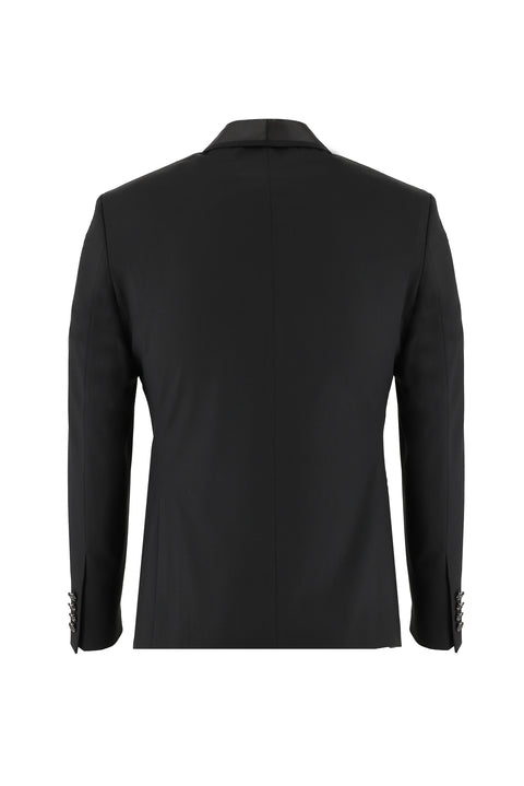 Siyah 7 Drop Slim Fit Dar Kesim Şal Yaka Smokin & Damatlık