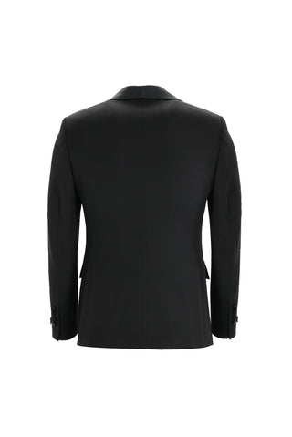  Siyah 7 Drop Slim Fit Dar Kesim Şal Yaka Yelekli Smokin & Damatlık