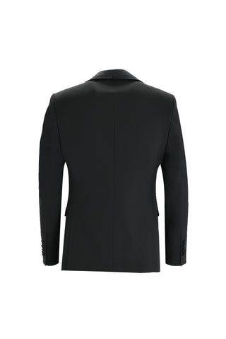  Siyah 7 Drop Slim Fit Dar Kesim Şal Yaka Yelekli Smokin & Damatlık