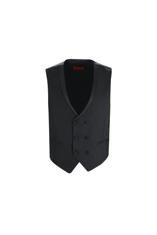  Siyah 7 Drop Slim Fit Dar Kesim Şal Yaka Yelekli Smokin & Damatlık