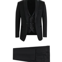 Black 7 Drop Slim Fit Narrow Cut Shawl Collar Vest Tuxedo & Groom Suit