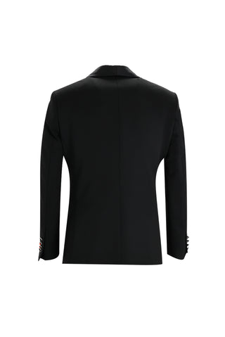  Siyah 7 Drop Slim Fit Dar Kesim Şal Yaka Yelekli Smokin & Damatlık