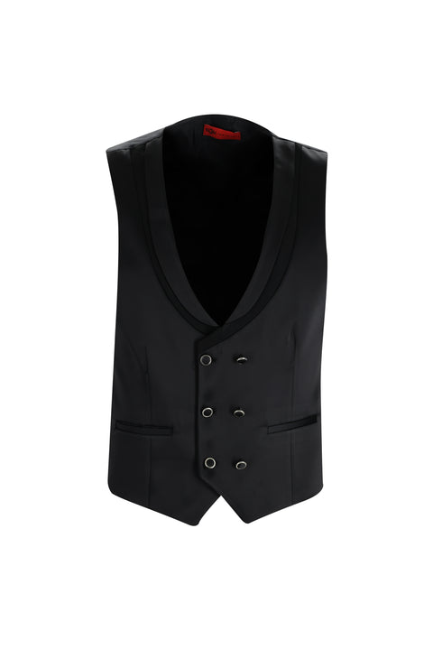 Black 7 Drop Slim Fit Narrow Cut Shawl Collar Vest Tuxedo & Groom Suit