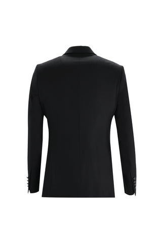  Siyah 7 Drop Slim Fit Dar Kesim Sivri Yaka Yelekli Smokin & Damatlık