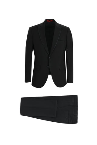  Siyah 7 Drop Slim Fit Dar Kesim Sivri Yaka Smokin & Damatlık