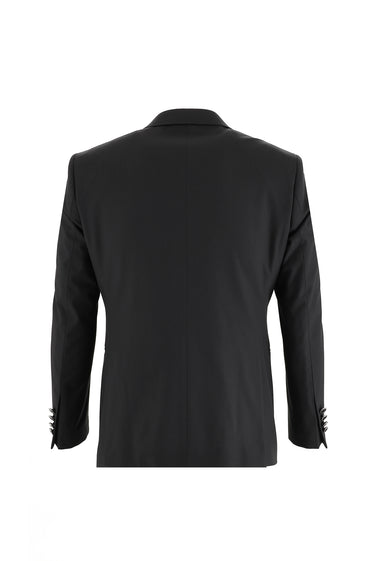 Siyah Slim Fit Dar Kesim Sivri Yaka Yelekli Smokin / Damatlık