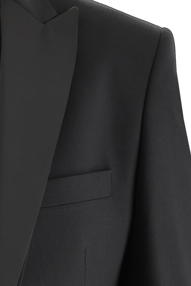 Siyah Slim Fit Dar Kesim Sivri Yaka Yelekli Smokin / Damatlık