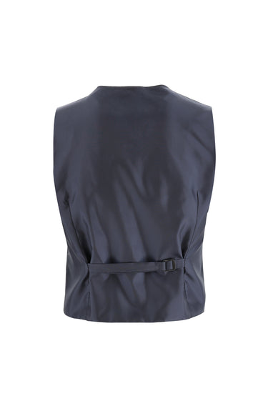 Koyu Lacivert Slim Fit Dar Kesim Sivri Yaka Yelekli Smokin & Damatlık