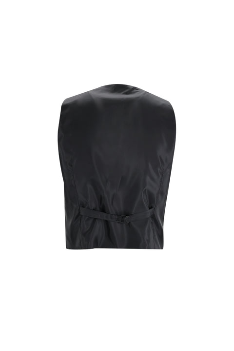 Siyah 7 Drop Slim Fit Dar Kesim Sivri Yaka Yelekli Smokin & Damatlık