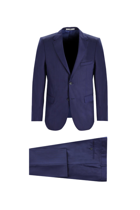 Koyu Lacivert 6 Drop Regular Fit Standart Kesim Kuşgözü Takım Elbise