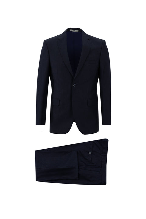 Koyu Lacivert 6 Drop Regular Fit Standart Kesim Kuşgözü Takım Elbise
